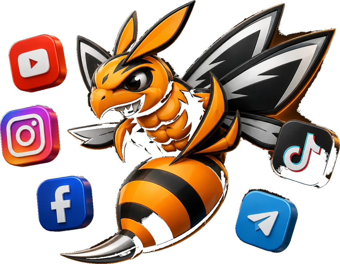 Пчела Bee SMM с иконками соцсетей